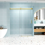 Frameless Soft-Closing Shower Door, 1/4" (6 Mm) Tempered Glass Single Sliding With Explosion Proof Coating