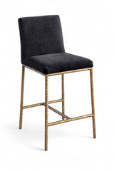 Reeves - Chenille Fabric Upholstered Counter Stool (Set of 2) - Gold Base