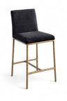 Reeves - Chenille Fabric Upholstered Counter Stool (Set of 2) - Gold Base