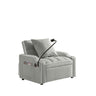 Convertible Velvet 3 In 1 Sofa Bed With Adjustable Sleeper Chair And Multi Pockets