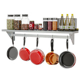 12" x 60" 18-Gauge Stainless-Steel Heavy Duty Wall Shelf with Pot Rack, WMPS-1260.