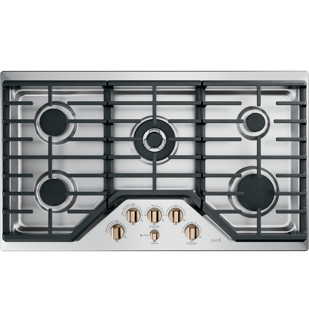 Café CGP95363MS2 36 inch gas cooktop front view