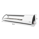 60 in. Glass Sushi Countertop Display Refrigerator with 6 Stainless Steel Trays in White (KM-SR60-WH)