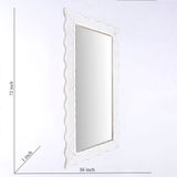 Handcarved Wave Design Rectangle Mirror Accent Enhancing Space - Antique White