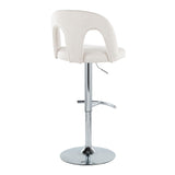 Ava - Upholstered Adjustable Barstool (Set of 2) - Chrome Metal