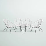 Outdoor Conversation Set With Ergonomic Lounge Chairs And Tempered Glass Table