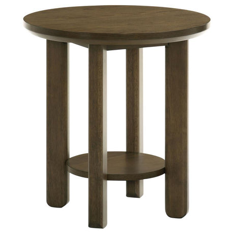 Ottowa - Round Wood Table With Shelf