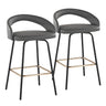 Grotto - Upholstered Fixed-Height Counter Stool - Black Metal