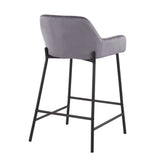 Daniella - Fixed-Height Counter Stool (Set of 2) - Black Metal And Silver Velvet