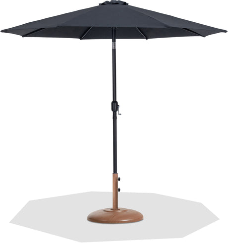 Fiji - Aluminum Patio Umbrella With Round Teak And Black Base