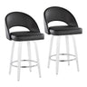 Cinch - Contemporary Fixed-Height Swivel Counter Stool (Set of 2) - White Wood And Round Silver Footrest