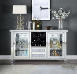 Noralie - 36" Wine Cabinet With LED - Mirrored & Faux Diamonds