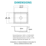 Quartz Composite Undermount Single Bowl Kitchen Sink