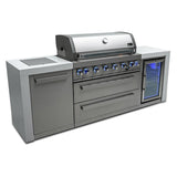 Mont Alpi Deluxe Series 8 Ft Propane Outdoor Kitchen Island w/ Side Burner & Fridge - MAi805-DFC