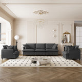 Living Room Set Modular Sectional Couch, Upholstered Sofa & Armchair & Movable Ottoman