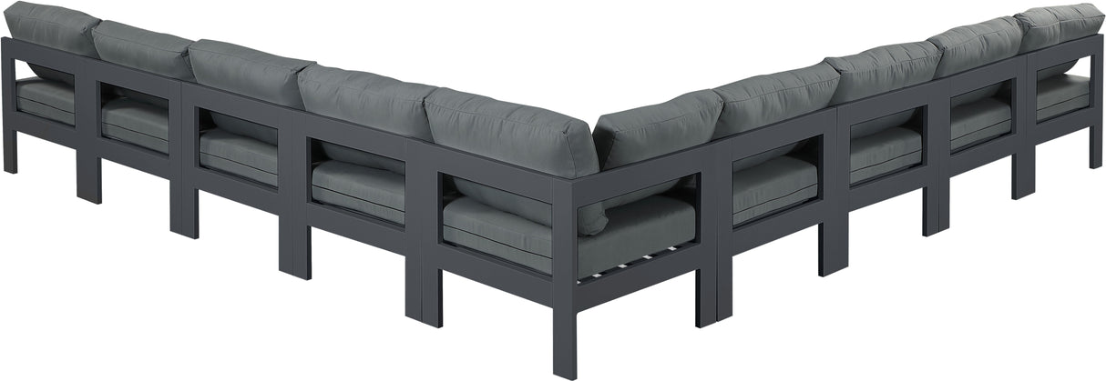 Nizuc - Outdoor Patio 9 Piece Modular Sectional With Gray Frame