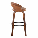 Grotto - Upholstered Fixed-Height Barstool (Set of 2) - Walnut Wood
