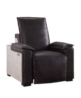 Misezon - Power Motion Recliner - Dark Top Grain Brown Leather & Aluminum