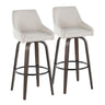 Hannah - 30" Fixed-Height Barstool With Swivel And Round Black Metal Footrest (Set of 2) - Walnut Glazed Wood
