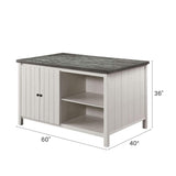 Counter Height Dining Table With Storage Cabinet Base - Dark Gray / Off White / Off White / Gray