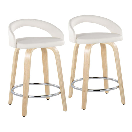 Grotto - 31" Upholstered Fixed-Height Counter Stool (Set of 2) - Natural Wood Base