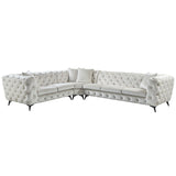 Atronia - Sectional Sofa With 4 Pillows - Beige Fabric