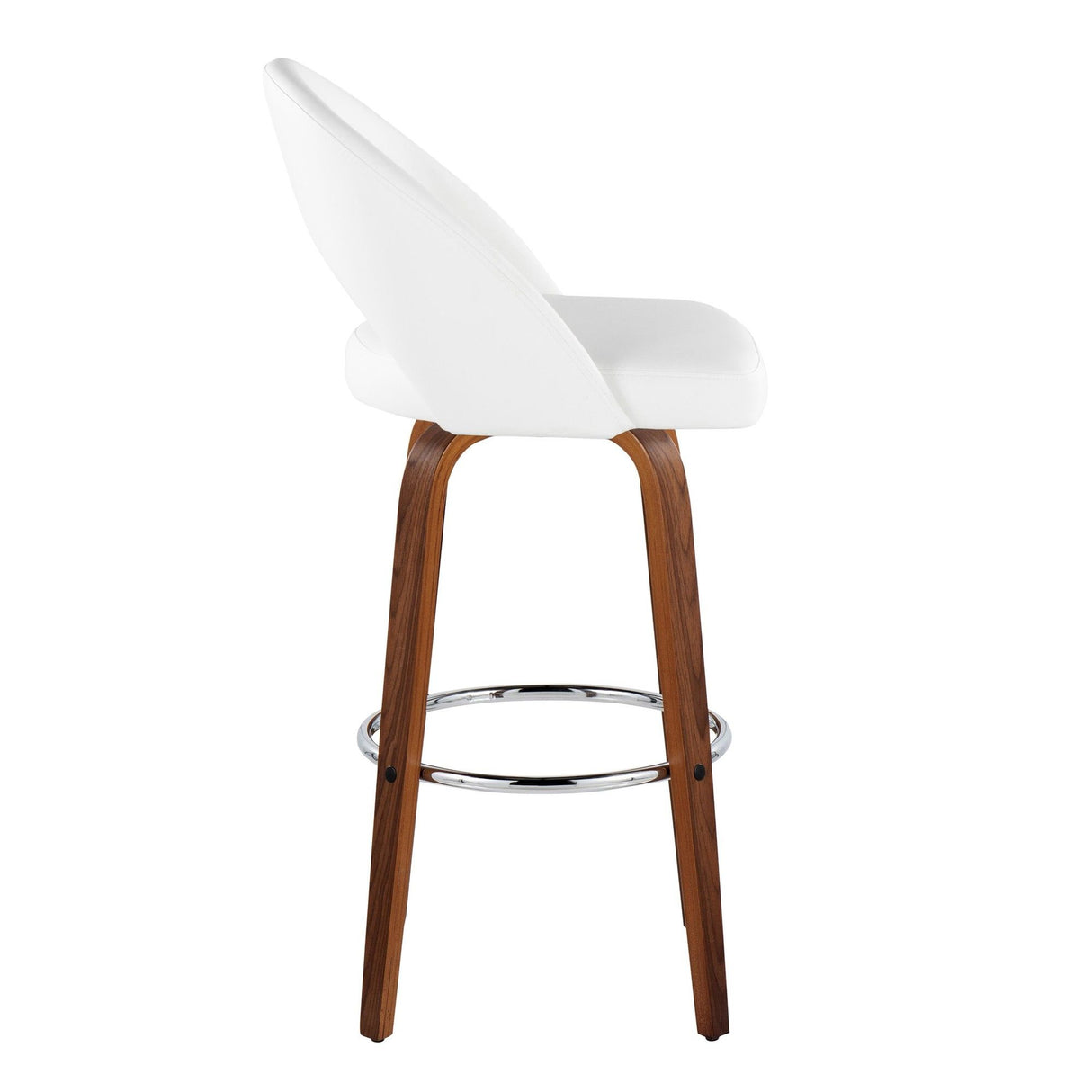Renee - Upholstered Fixed-Height Barstool (Set of 2) - Walnut Wood, Chrome Metal