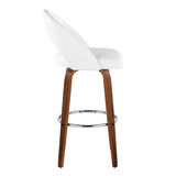 Renee - Upholstered Fixed-Height Barstool (Set of 2) - Walnut Wood, Chrome Metal