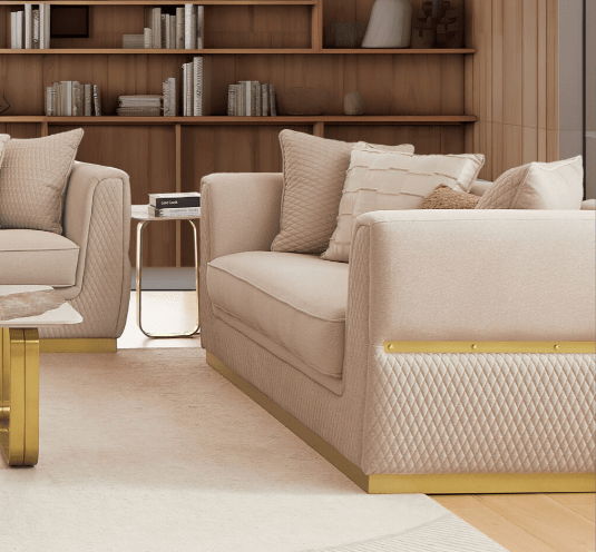 HD-3181 - Loveseat - Beige / Gold
