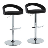 Grotto - Upholstered Adjustable Barstool - Chrome Metal Base