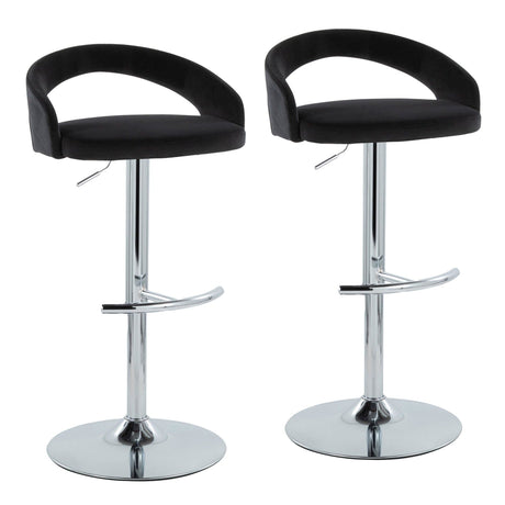 Grotto - Upholstered Adjustable Barstool - Chrome Metal Base