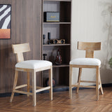 Upholstered Counter Height Bar Stools With Solid Rubber Wood Frame (Set of 2)