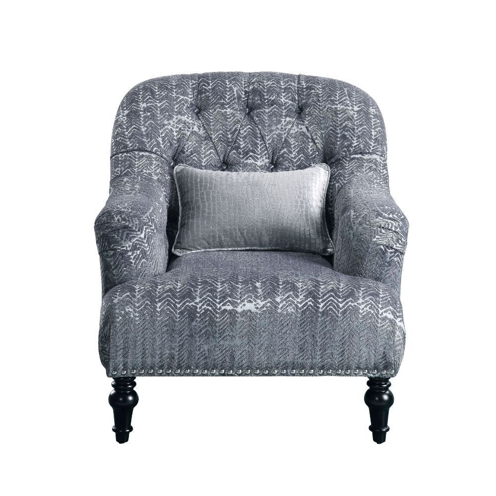 Gaura - Chair With Pillow - Dark Gray Velvet