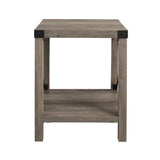 Rustic X 2 Tier Side Table - Gray Wash