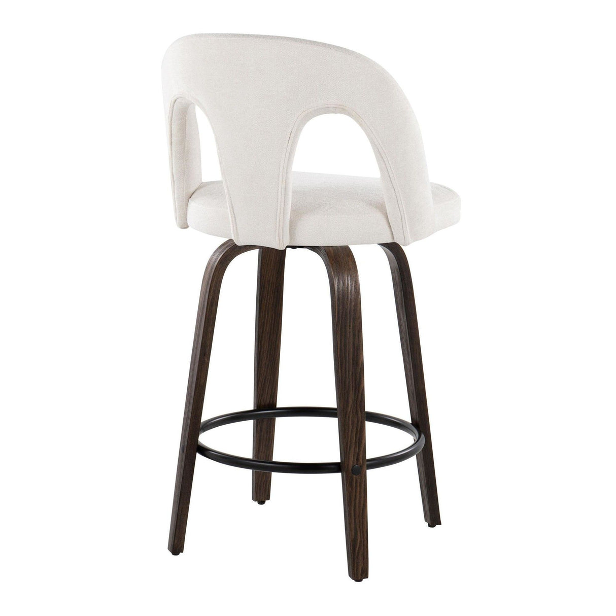 Ava - Upholstered Fixed-Height Barstool (Set of 2) - Walnut Glazed Wood Base