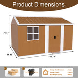 Heavy Duty Metal Storage Shed With Windows And Lockable Door, Weatherproof Outdoor Garden Shed
