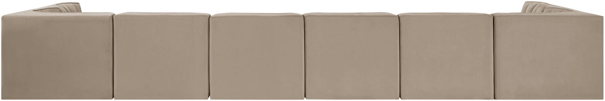 Rummi - Velvet Performance Fabric Upholstered 8 Piece Modular Sectional (With 2 Corner Chairs)