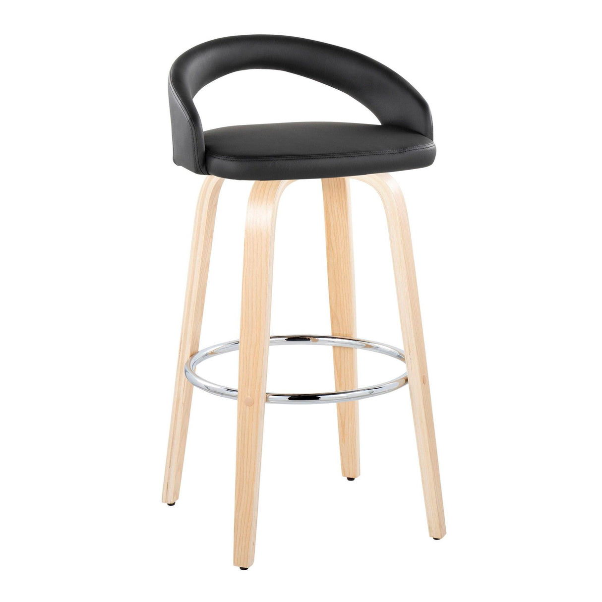 Grotto - Upholstered Fixed-Height Barstool (Set of 2) - Natural Wood