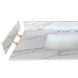 Sintered Stone Bathroom Vanity Top With 4" Backsplash And 22" Sidesplash - Carrara White