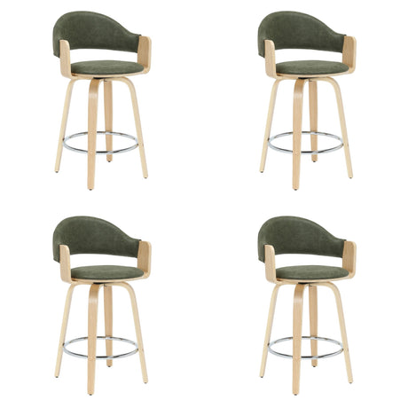 Daxton - Swivel Counter Height Round Back Wood Bar Stool With Faux Leather Seat