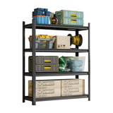 4 Layer Metal Storage Rack, Garage Shelves, Adjustable Height Partition - Black
