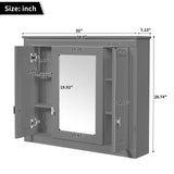 Wall Mounted Bathroom Cabinet With Mirror And 4 Shelves, Rectangular Design - Gray
