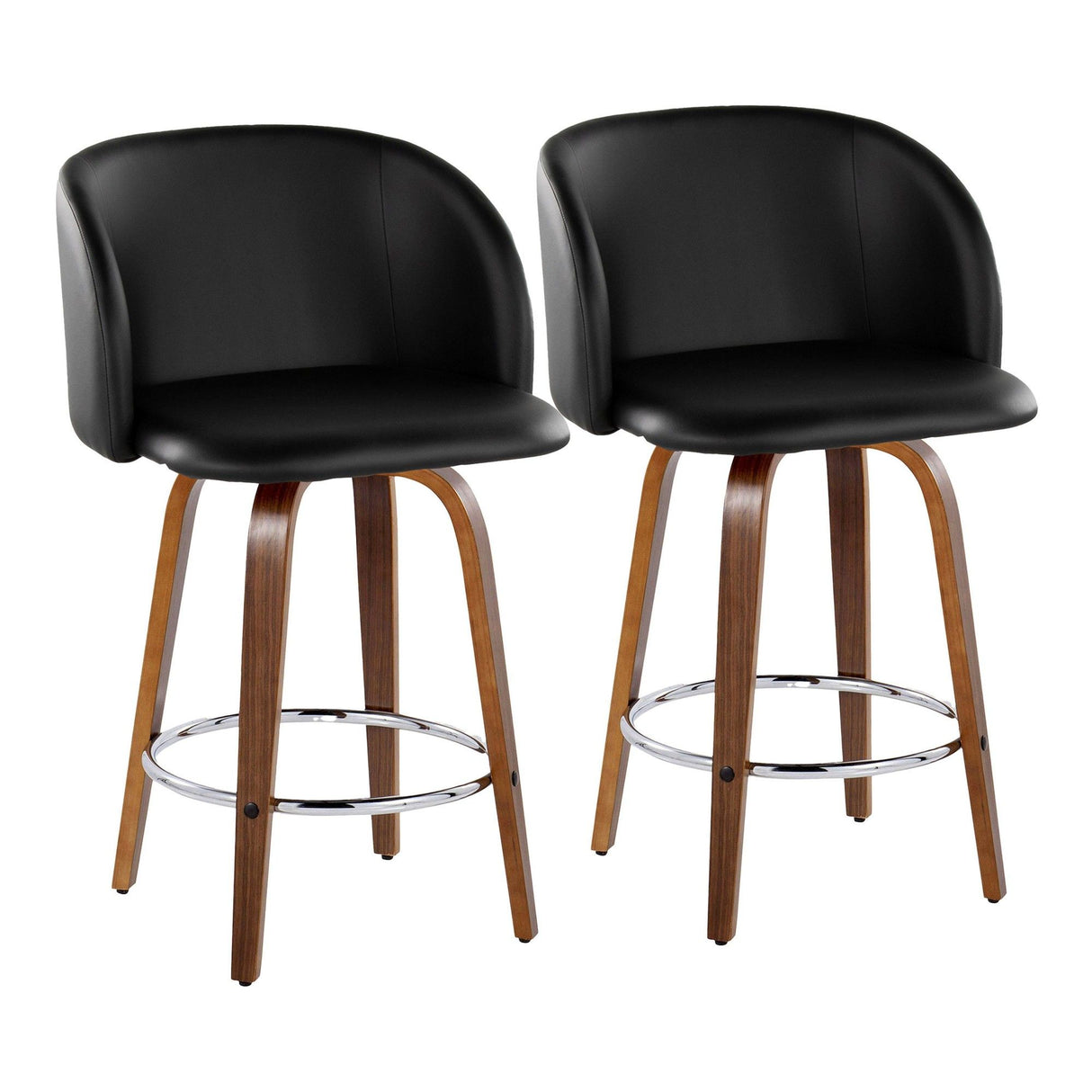 Fran - 35.5" Fixed-Height Counter Stool (Set of 2) - Walnut Wood