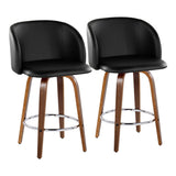 Fran - 35.5" Fixed-Height Counter Stool (Set of 2) - Walnut Wood