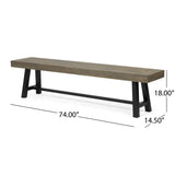 Outdoor Patio Bench - Gray / Rustic Metal