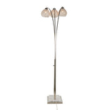 Willow - Crystal Metal Floor Lamp - Polished Nickel, White Marble, Clear Crystal