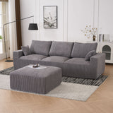 Modular Sectional Sofa With Ottoman, USB And Type C Charger, Petal Armrest Design