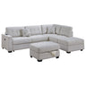 L - Shaped Sectional Sofa Set With Storage Ottoman, Tufted Upholstery Nailhead Trim