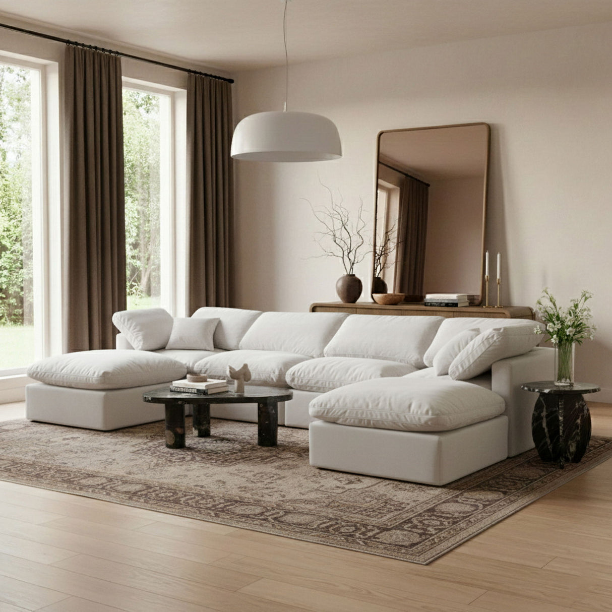 Indulge - Velvet 6 Piece Modular Double Chaise Sectional