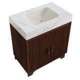 Freestanding Bathroom Vanity With Sink - Walnut / White